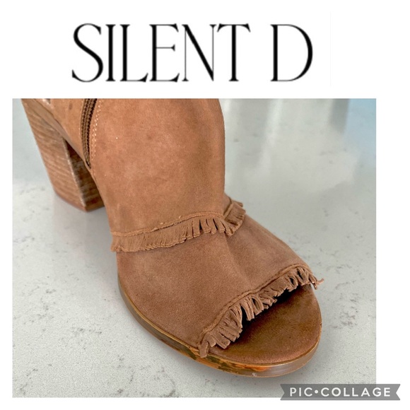 SILENT D ANTHROPOLOGIE LEATHER SUEDE FRIDGE LACE UP CHUNKY HEEL KNEE HIGH BOOTS - Picture 6 of 11